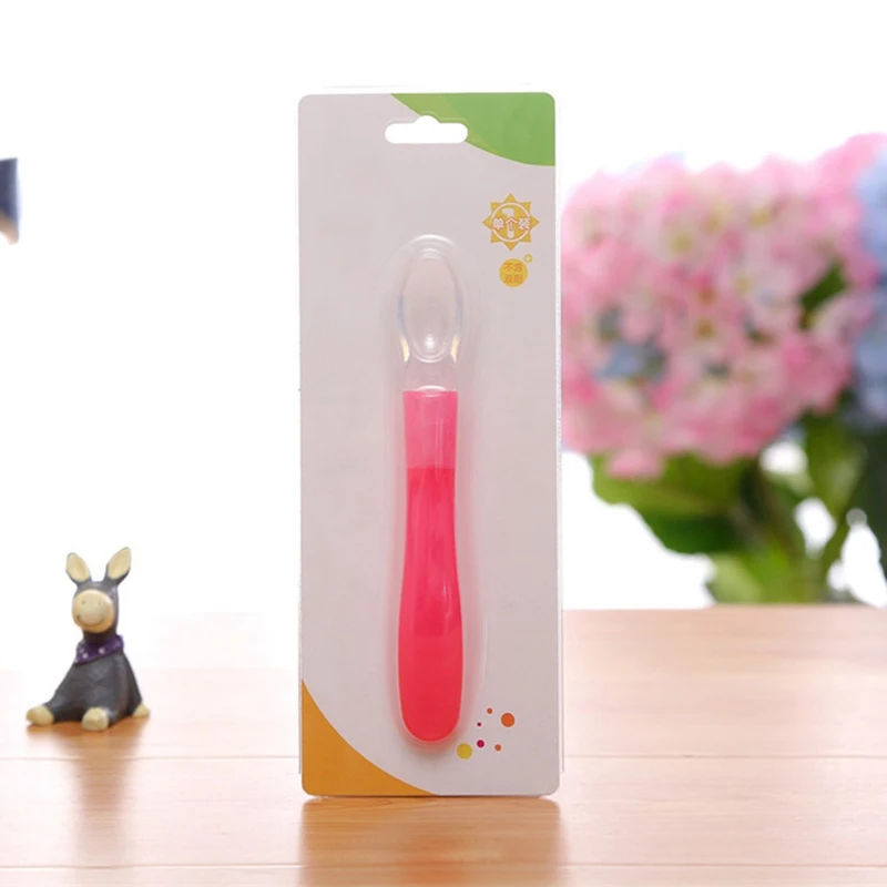 Transparent Newborn Soft Silicone Spoon Baby Lovely Feeding Utensils Spoon Flatware Kids Safety Feeding Supplies