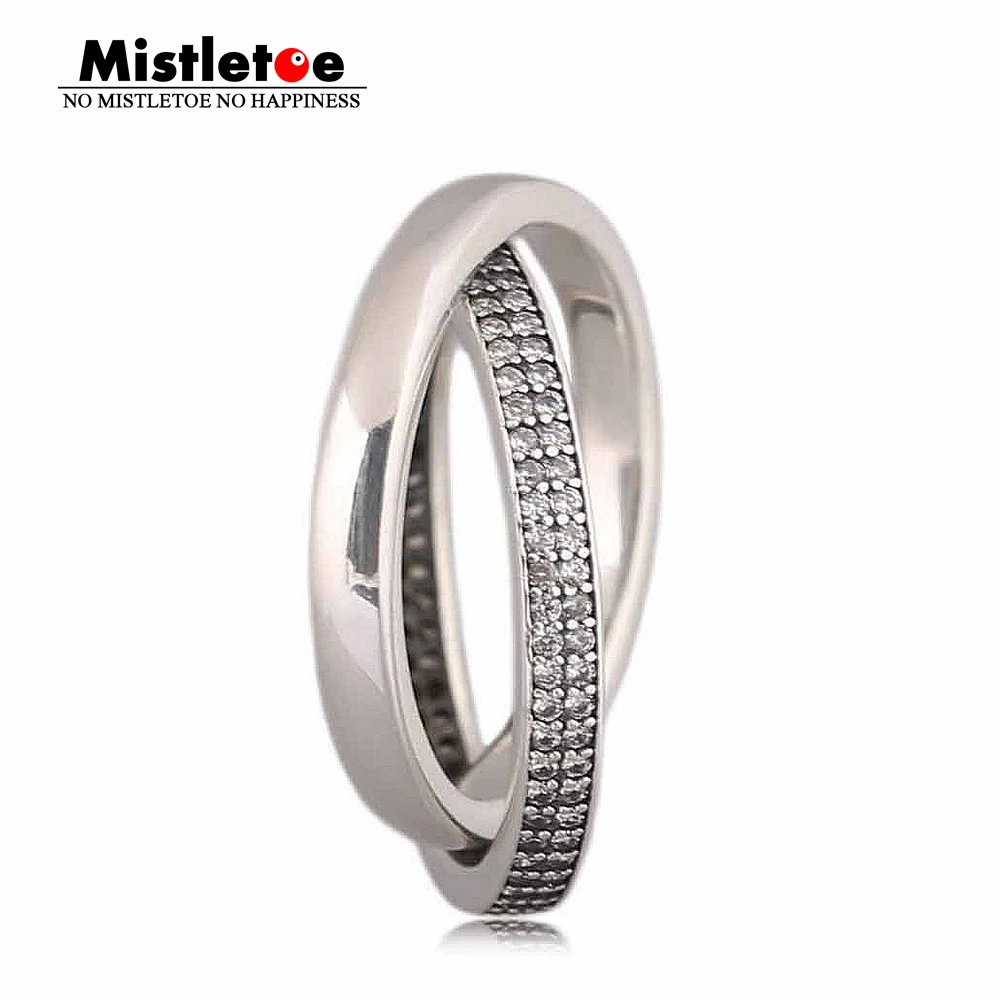 

Mistletoe Genuine 925 Sterling Silver Promise Ring, Clear CZ Compatible with European Jewelry