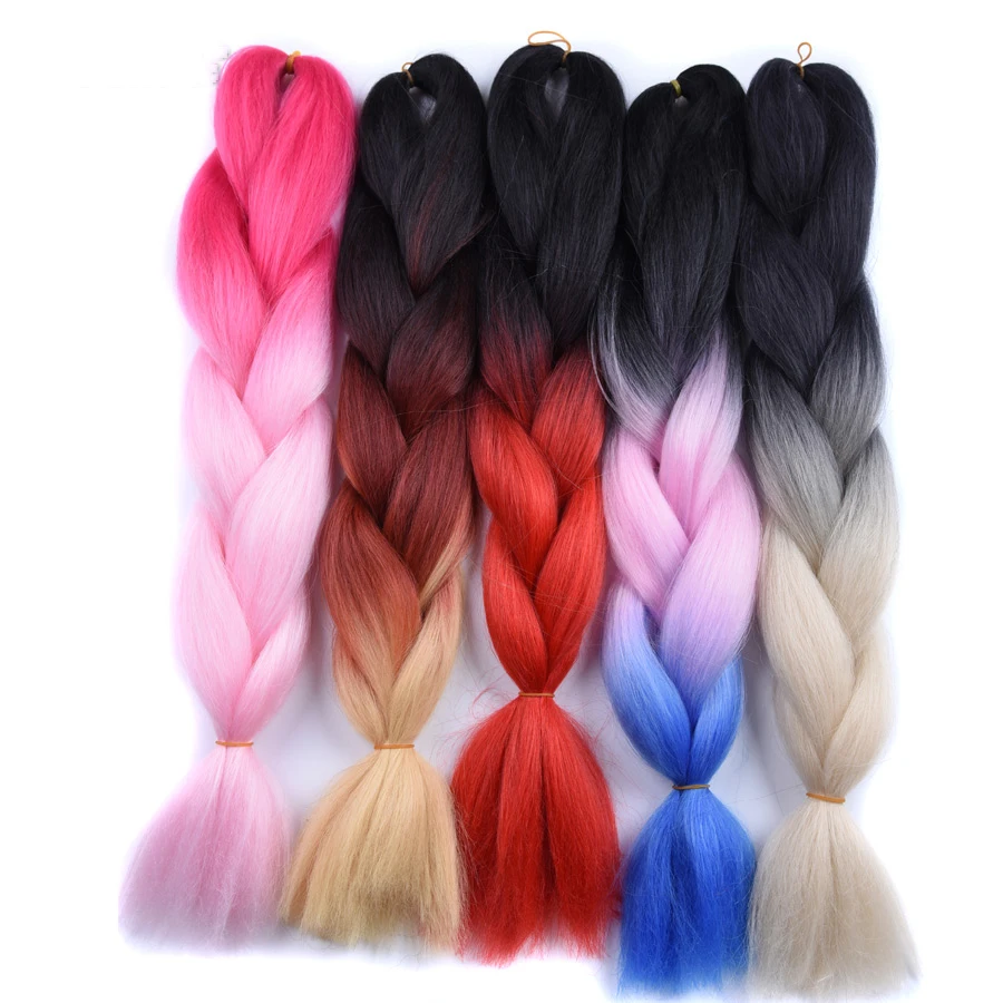 

AliLeader 24Inch Synthetic Hair Pure Ombre Colors Jumbo Braiding Hair Afro Twist Braid Purple Hair Crochet Braid Extensions 100g