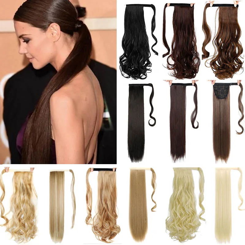 

MSTN Long Straight curly Drawstring Synthetic Ponytail Black/Brown Heat Resistance Hairpiece Clip In Hair Extension for Woman