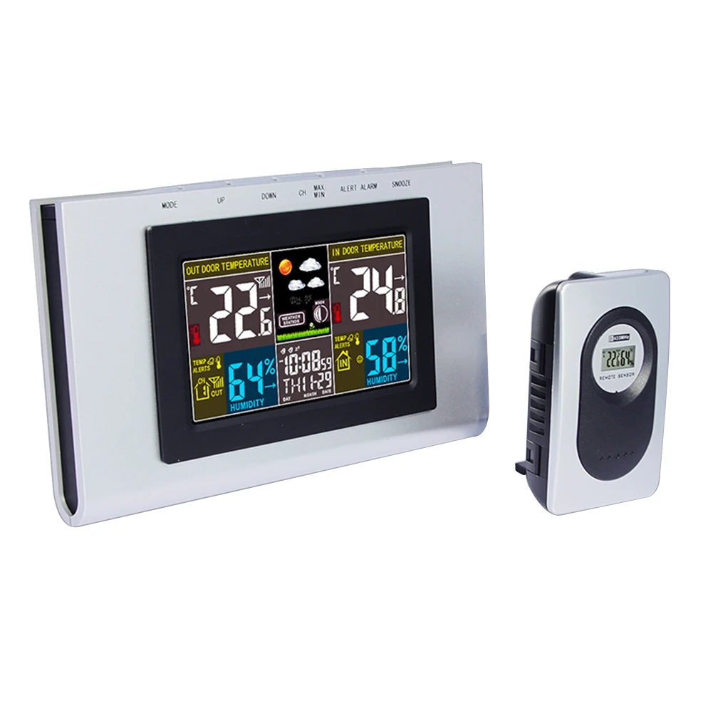 

Wireless Hygrometer Humidity Meter Colorful Indoor Digital Thermometer Home Barometric Temperature Weather Forecast LCD Display