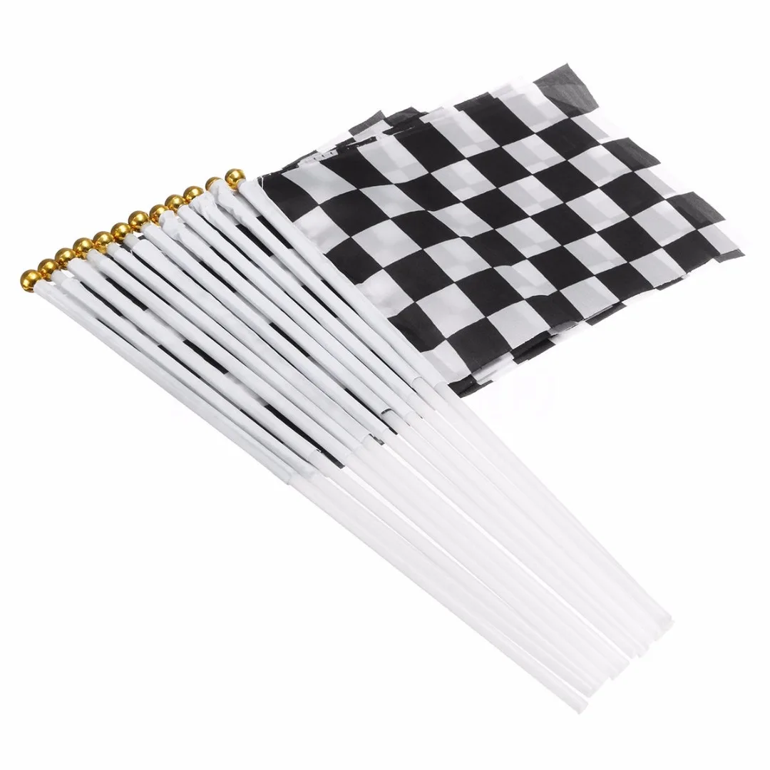 JX-LCLYL 12pcs Chequered F1 Formula One Racing Banners Hand Waving Flag Gift Black&White