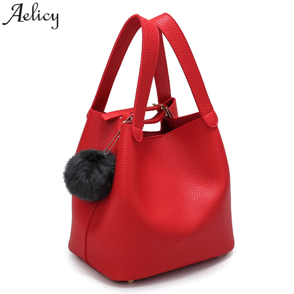 Aelicy Women Handbag Hairball Pure Color Casual girls bag Ladies Bag dropshipping new 2019 hot Selling bolsa feminina sac a main