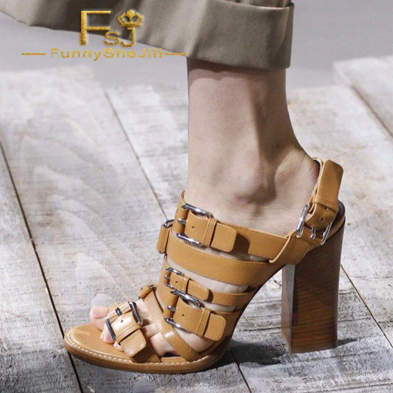 stacked heel sandals