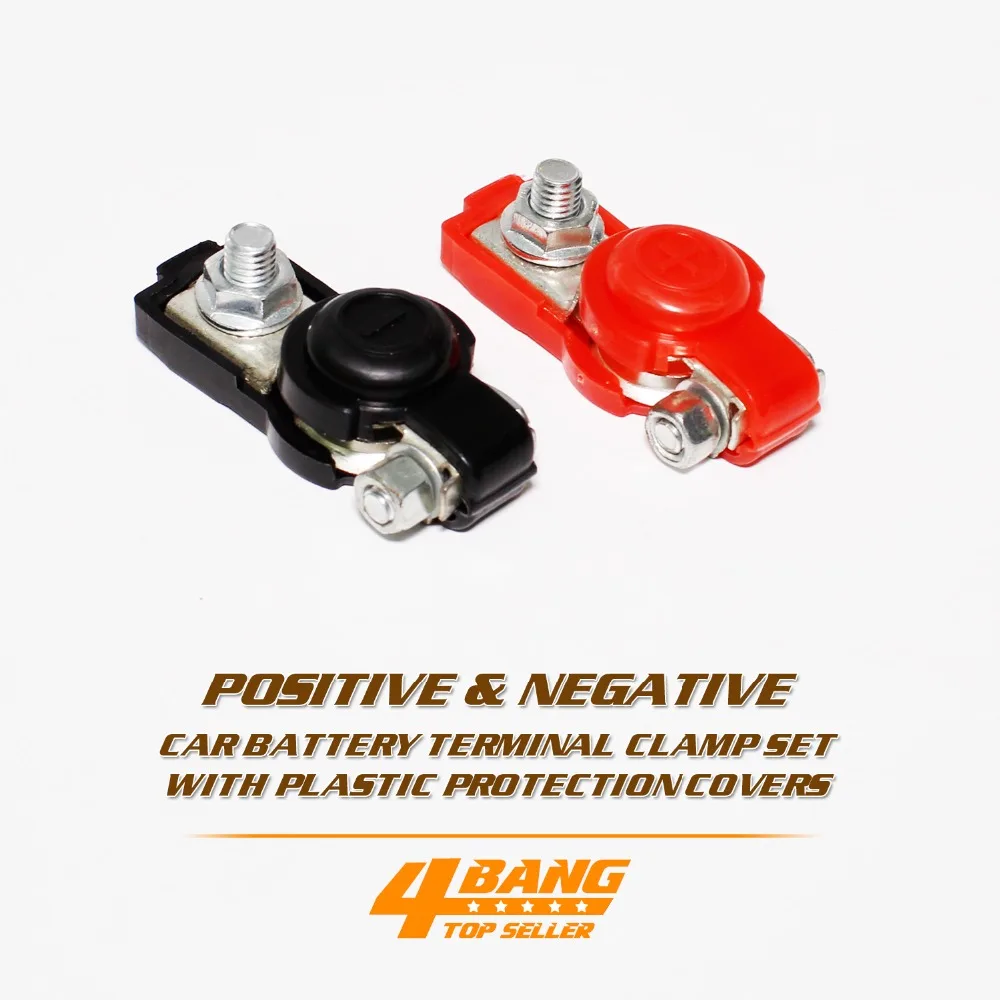 2x Negative Positive Top Post Battery Cable Terminal Auto Clamp