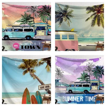 

CAMMITEVER Wall Hanging Decorative Wall Carpet Yoga Mats Cloud Sky Blue Sea Seaside Beach Coconut Tree Summer Scene Tapestry