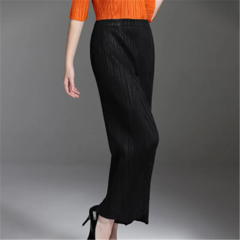 Miyake folds straight casual trousers loose pleated light blue large size wild ladies wide leg pants straight legs straight Miyake folds straight casual trousers loose pleated light blue large size wild ladies wide leg pants straight legs straight