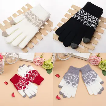 

2018 Women Gloves Winter Knitted Gloves Touch Screen Mittens Keep Warm Female Winter Full Finger Stripe Gloves Fashion Autumn