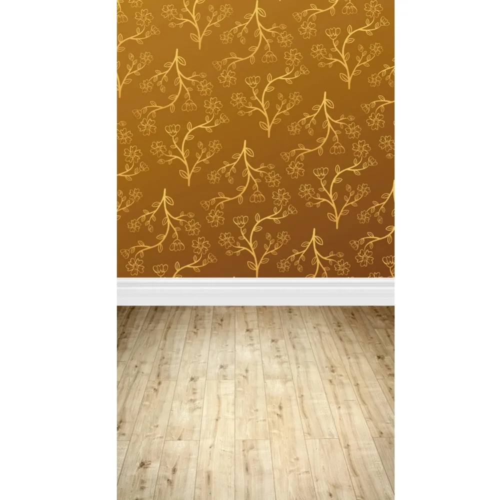 Brown Florals Vintage Wood Floor Newborns Portraits Photography Backdrop Thin Vinyl Indoor Studio Digital Background Photo Prop |