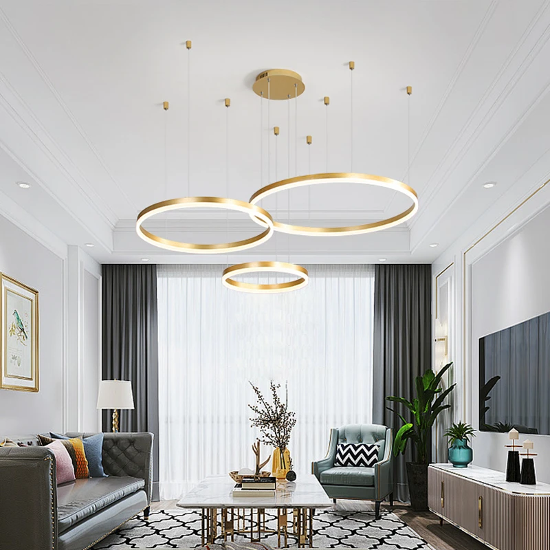  Luxury LED Chandeliers Lighting For Kitchen Living room Loft Hanging Chain Nordic Gold Chandelier B - 4000033098884