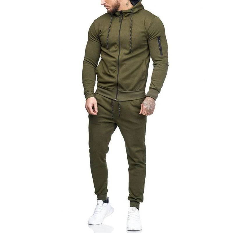 Men Set Running Gym Sportswear Tracksuit (7)