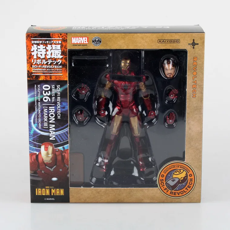 

Free Shipping  Light Iron Man Action Figure Iron Man Mark II Series No.036 Doll PVC ACGN figure Toys Anime 15CM