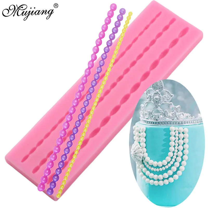 

3D Pearl Diamond Border Silicone Mold Sugarcraft Lace Fondant Cake Decorating Tool DIY Cupcake Baking Candy Clay Chocolate Mould