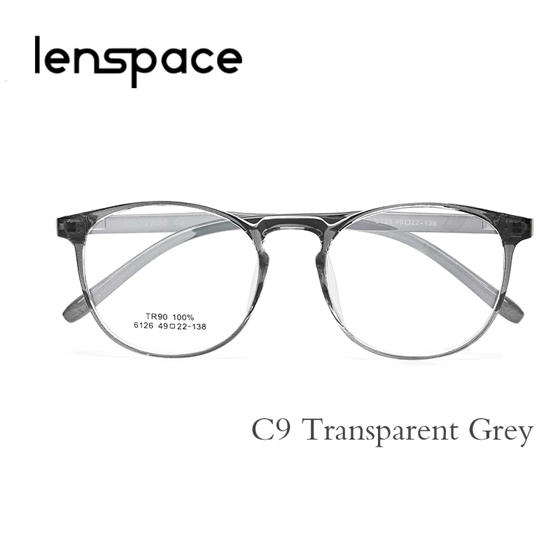 Lenspace Модные мужские и женские очки TR90 оправа для очков мужская оправа винтажные круглые прозрачные линзы очки Оптическая оправа для очков - Цвет оправы: 6126C9