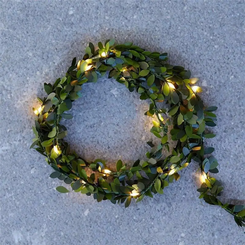 3 м 5 m зеленые листья гирлянда "рождественские огни светодиодный фея теплый свет Батарея для отдыха Xmas домашние украшения спальни огни