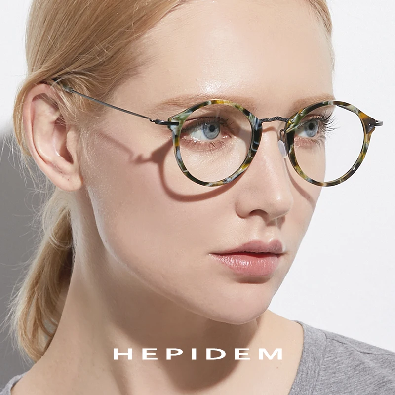

Acetate B Titanium Eyeglasses Frame Men Vintage Prescription Eye Glasses for Women Retro Round Optical Spectacles Eyewear 852