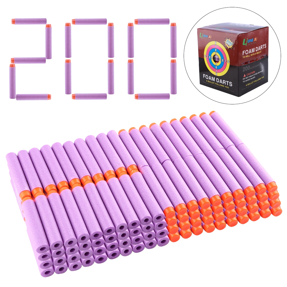 NFSTRIKE 200Pcs For Nerf Gun Bullets Solid Head Universal 7.2cm Refill Darts Toy Gun Bullets Soft Bullet Gun Toy Children Gift