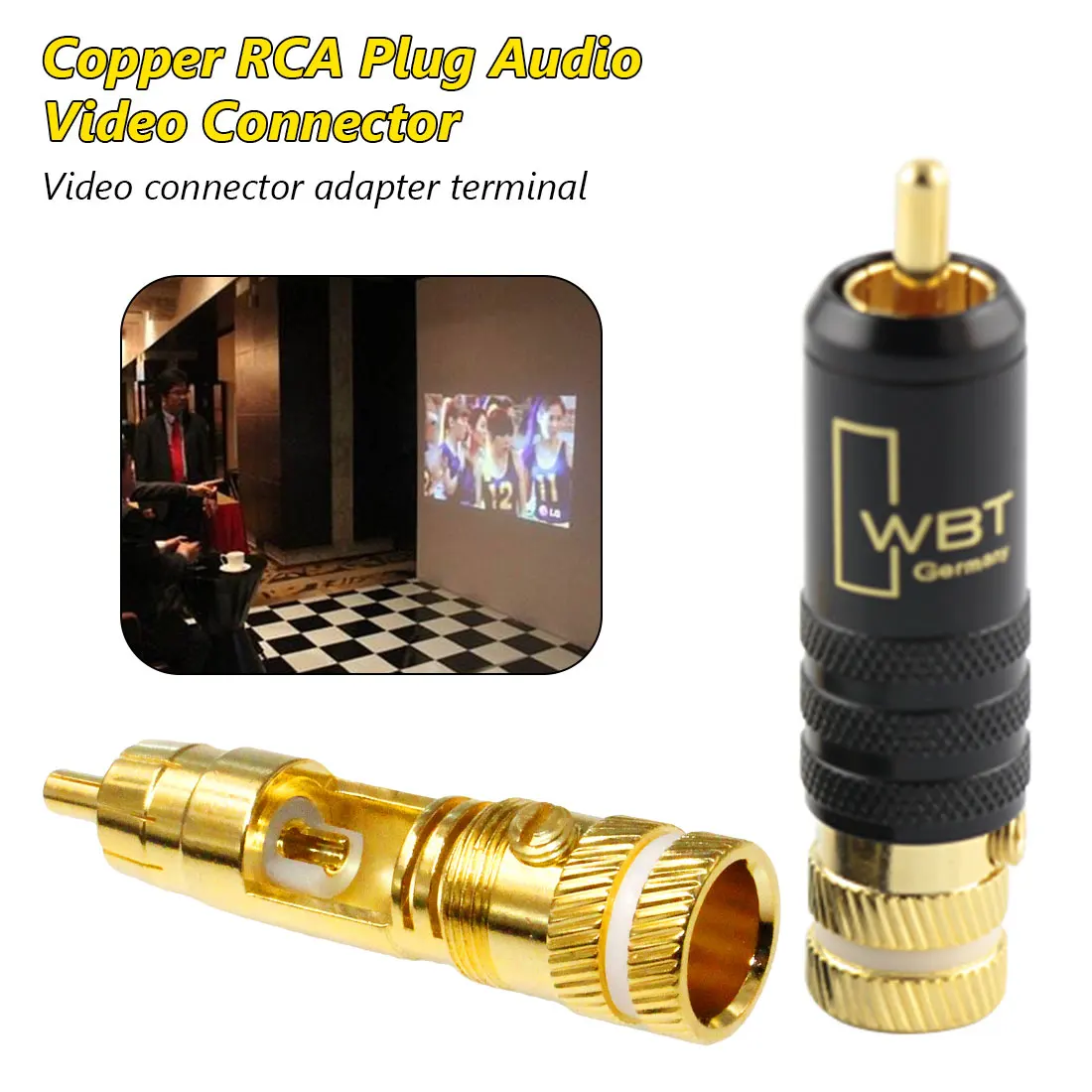 

New Durable WBT Gold Plated Copper RCA Plug Connector Screws Soldering Locking Audio Video Plug Red+White