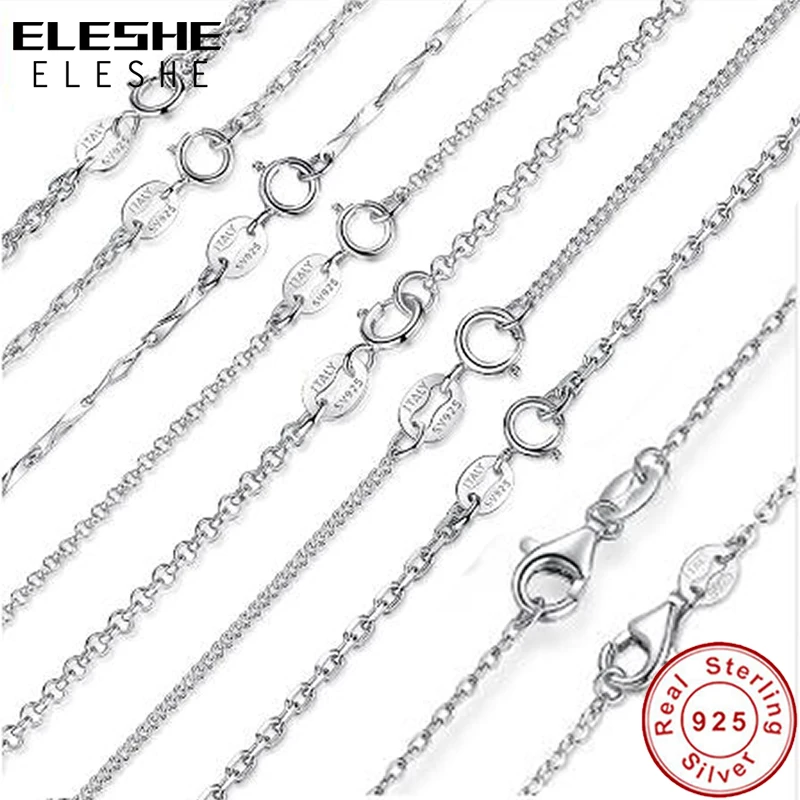 

ELESHE Lead & Nickel Free 45cm Long Necklace Fashion Jewelry 925 Sterling Silver Chain Necklace for Women Wedding Engagement