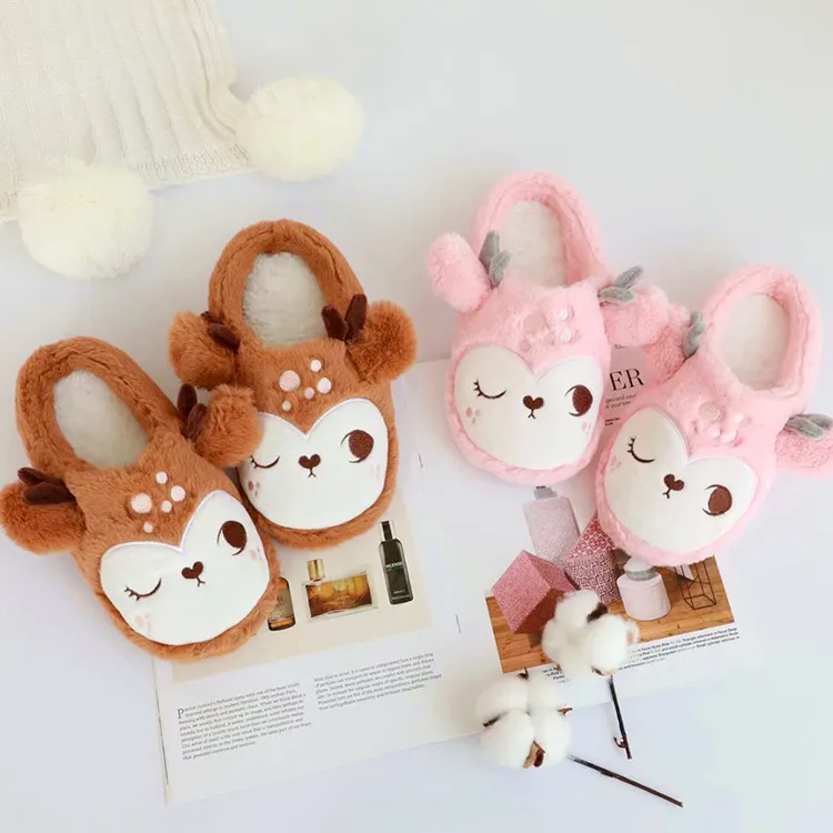 

Cartoon Deer Winter Indoor Slippers Collection Dolls Toys Stuffed Doll Shoes Gift For Children Love Pet #1309