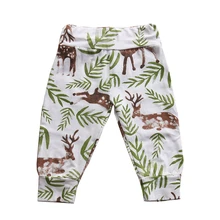 Штаны-шаровары для малышей; Штаны детские брюки палевый с цветочным принтом с высокой талией с принтом Штаны