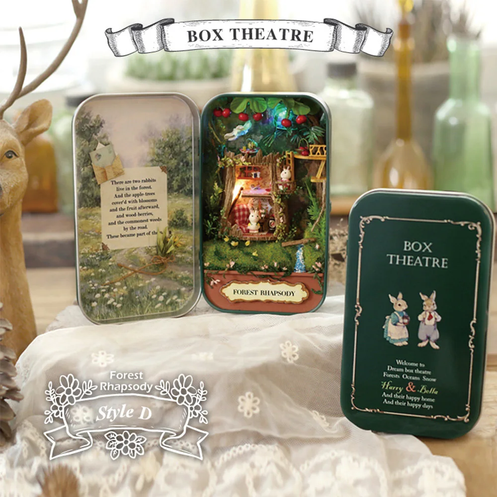

Theater Box Forest Theme Miniature Scenes Doll House DIY 3D Wooden Puzzle Dollhouse Furniture Decoration Toy for Christmas Gift