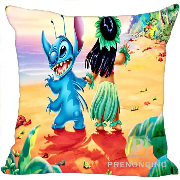 Custom Pillowcase Cover Lilo Stitch01 Square Zipper Pillow Cover Print