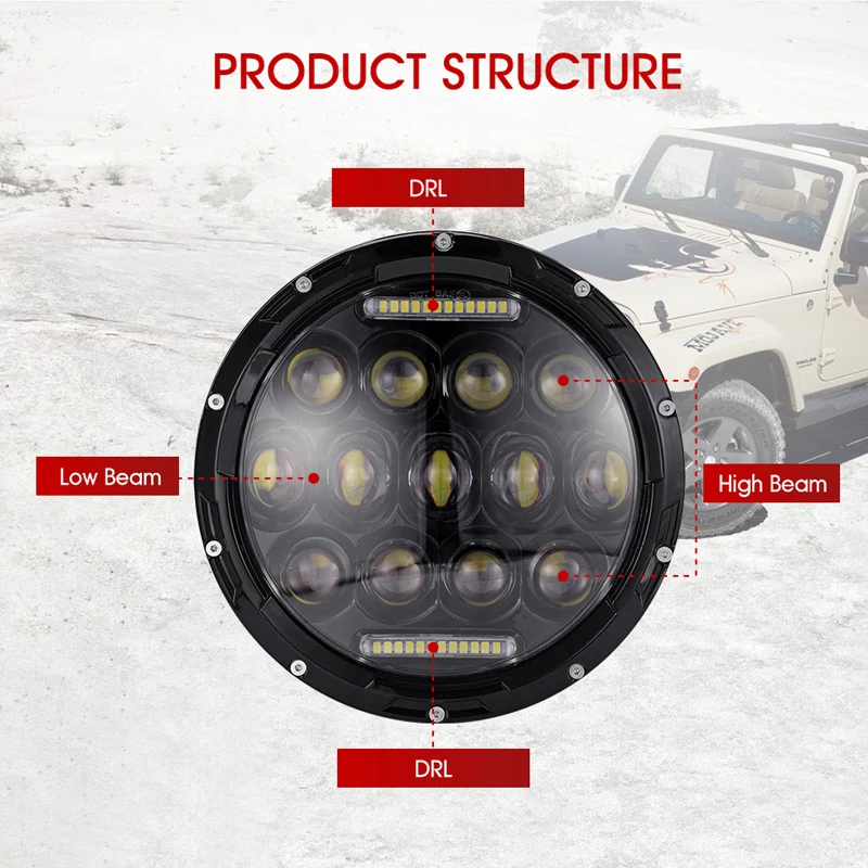 Светодиодный светильник Oslamp 7 дюймов H4 H13 Hi lo светодиодный 12 В для Jeep CJ/Wrangler JK /Land