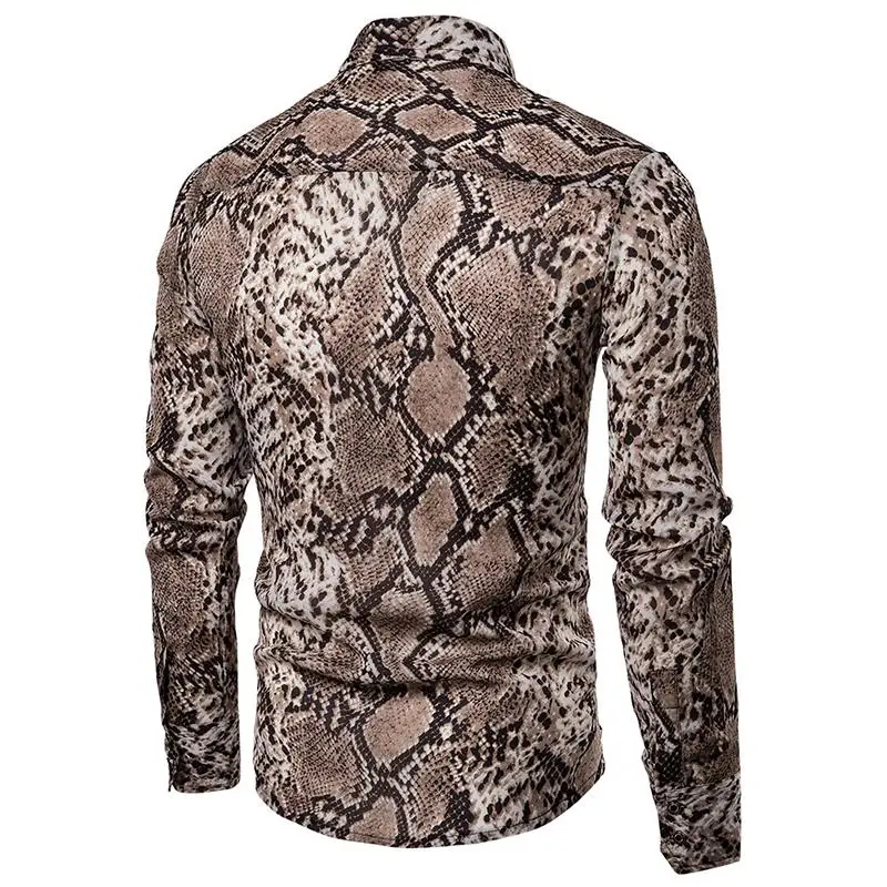 Гавайская рубашка Мужская s одежда Змеиный узор уникальный дизайн Camisa masculina сценические мужские рубашки блуза Мужская Повседневная Новинка