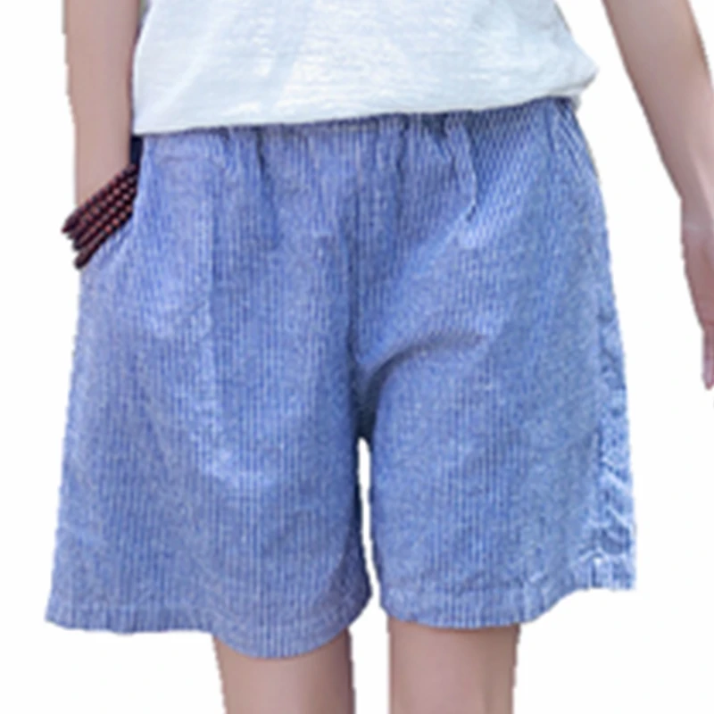 Woman Summer Stripe Shorts 100 Comfortable Cotton Holiday Short Femme