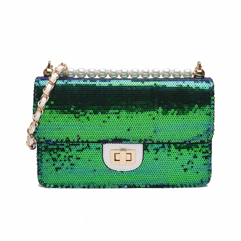 

brand small shoulder bag for women Sequin messenger bags ladies retro PU leather handbag purse with Beading female crossbody bag