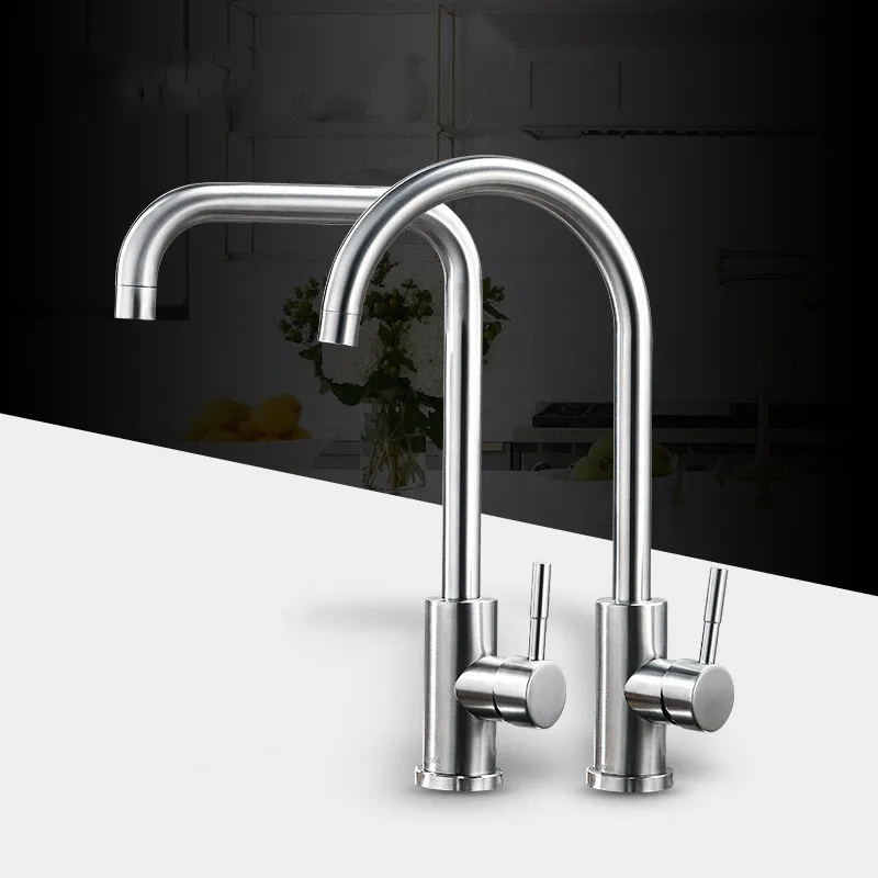 Kitchen Faucet 360 Rotate Silver Mixer Faucet for Kitchen Hot and Cold Water Mixer Tap Swivel Deck Mounted Crane for Sinks