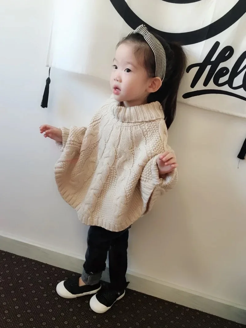 Turtleneck Sweater For Girls 18 Winter Christmas Warm Manual Knit Cloak Sweater Kids Baby High Collar Pullover Toddler Tops Sweaters Aliexpress