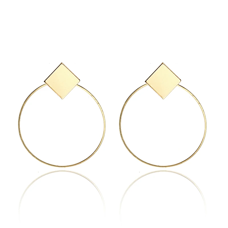 

E0130 Fashion Drop Earrings For Women Gold/Silver Color Temperament Round Earrings Long Female