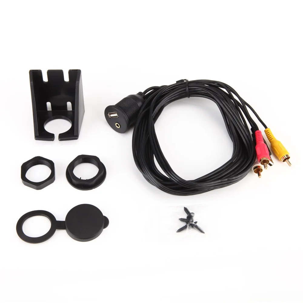 

2M Car Dash Flush Mount USB Male-Female+3.5mm Audio to 3RCA Plug Cable Install Kit High speed 2.0 USB Extension Lead EB10246