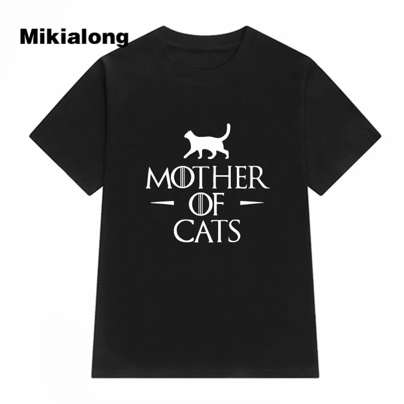 Cat Футболка Для женщин мать кошек печатных женский футболка каваи милые летние топ, футболка, рубашка Femme черный, белый цвет Camisetas Mujer