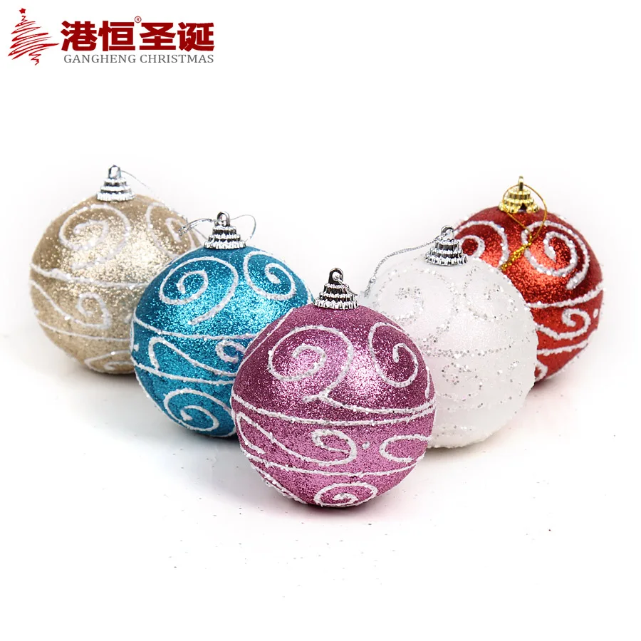 Albero di natale Colorato Disegno Appeso Palle di Polvere Diametro 8 cm 10 cm Decorazioni di Lusso Paillettes Sfera Xmas Casa Partito Ornamento in Albero di