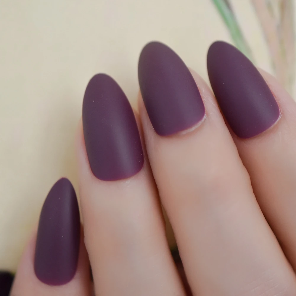 Виноградные фиолетовые шпильки искусственные ногти великолепные матовые миндалевидные пресс на накладные ногти качество предварительно разработанные ногти