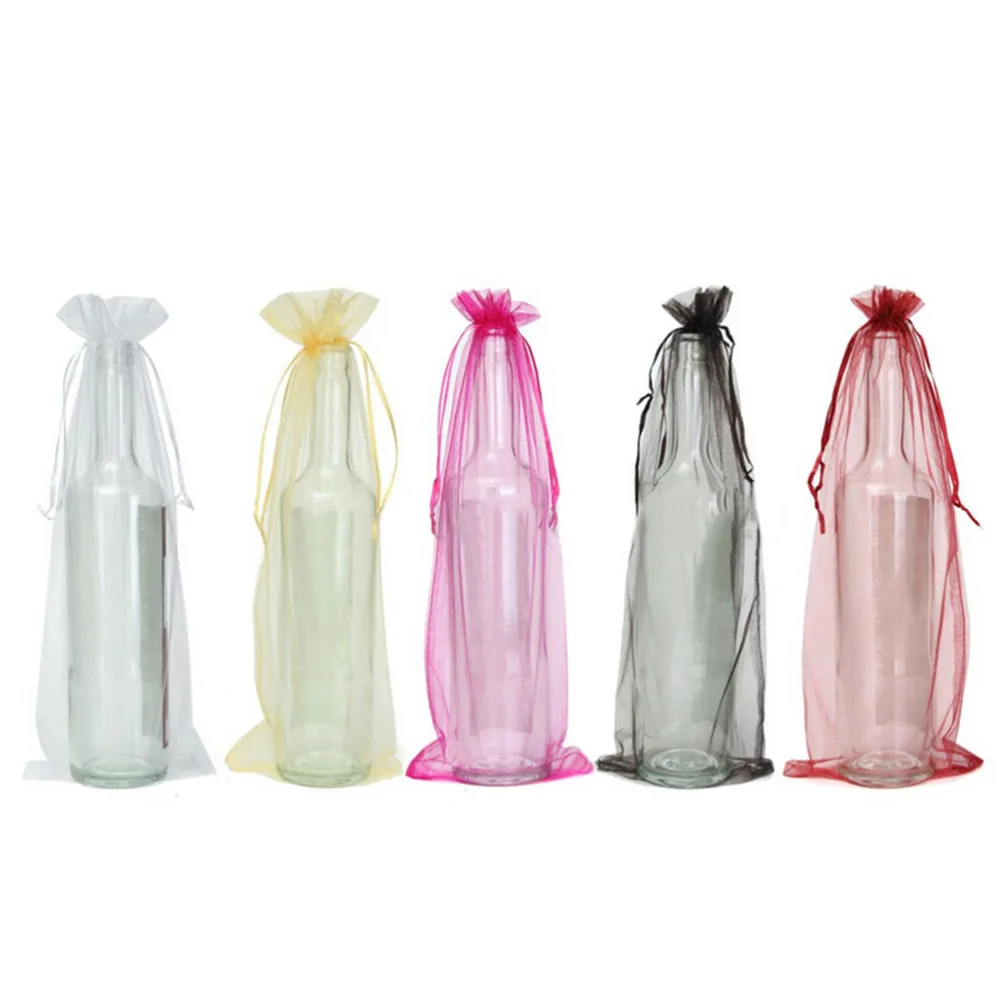 10Pcs New Sheer Organza Wine Bottle Gift Bags Cover For Party Wedding FavorY^m^ 