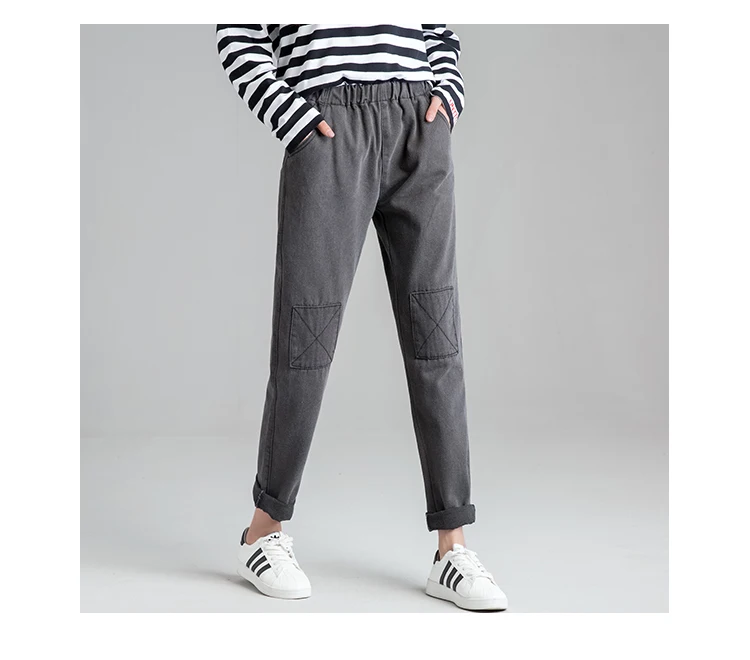 WITHZZ Новое поступление, весенние джинсы для женские, с высокой талией джинсы повседневные штаны уличная джинсовые штаны свободного кроя штаны с эластичной резинкой на талии