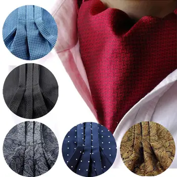

2017 new Fashion men necktie Polka Dot 100% Silk Ascot Cravat, Casual Jacquard Ties Woven Party black wedding lot