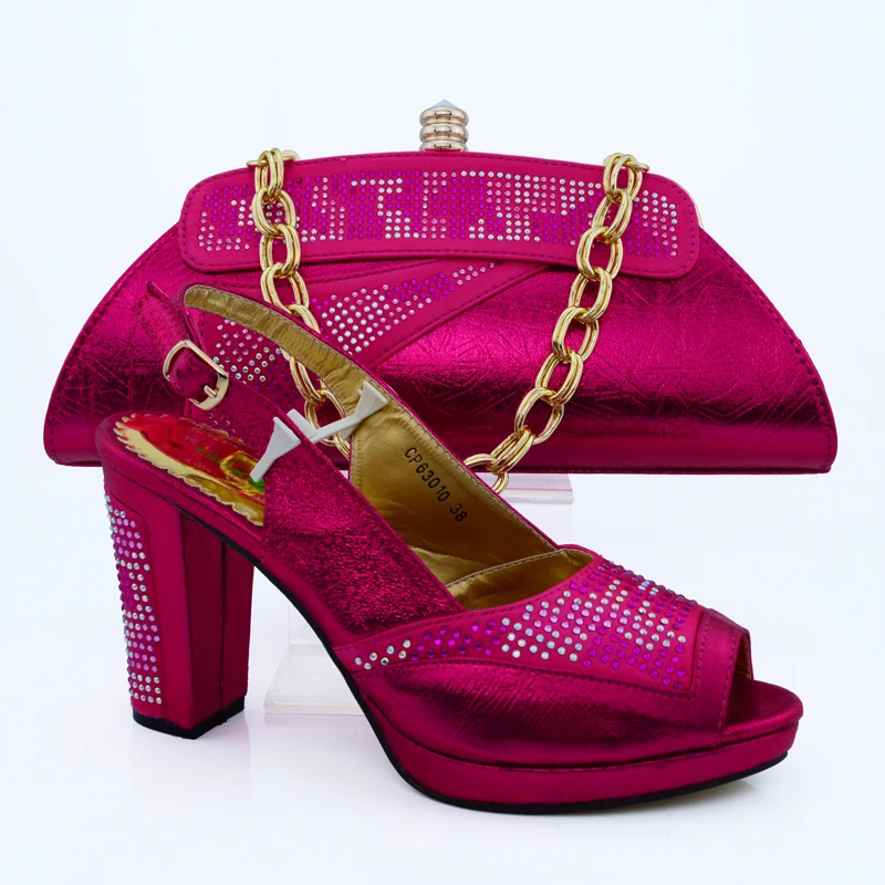 Fuchsia Color Shoes and Bag Set 