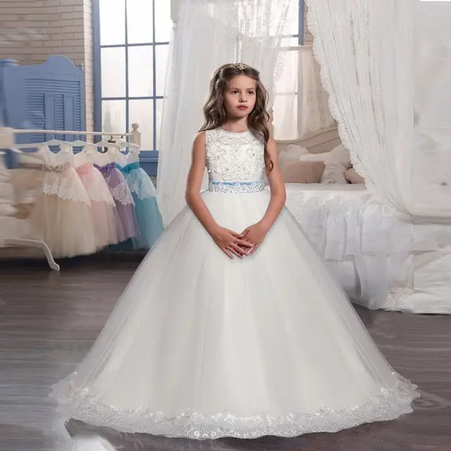 childrens white flower girl dresses