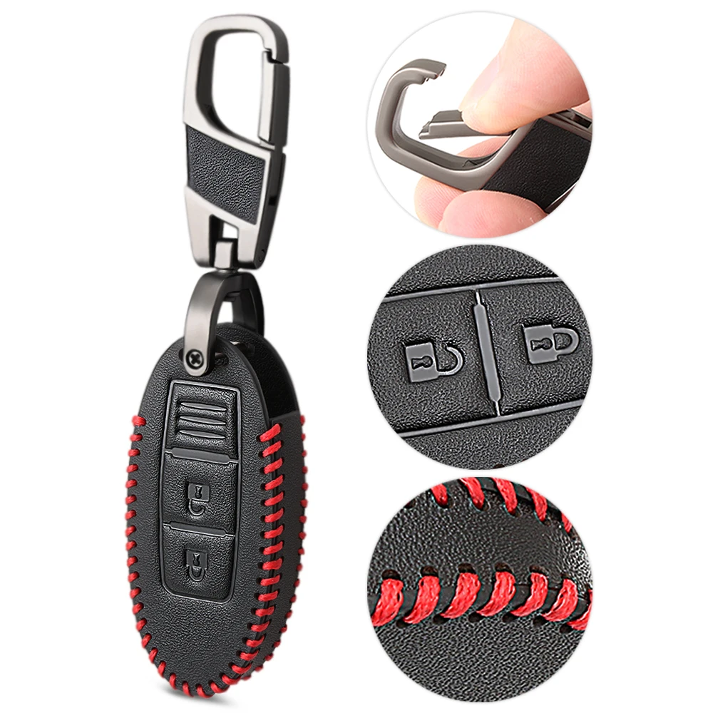 3 Buttons Car Key Leather Case for Nissan TEANA Qashqai Juke Key Bag Cover Protector Fob Car-styling key case cover key case