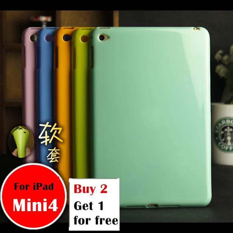 

Mini4 case For Apple iPad mini4 mini 4 A1538 A1550 tablet case Soft Silicone TPU Back Cover Case Protetcive shell