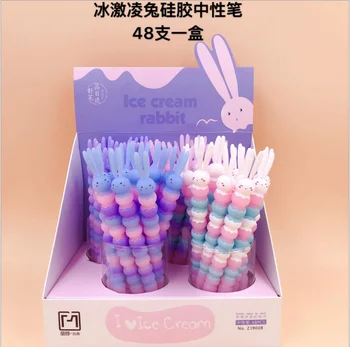 

48 Pcs Gel Pens Ice Cream Rabbit Black Colored Kawaii Gift Gel-ink Pens Writing Cute Stationery Office School Supplies