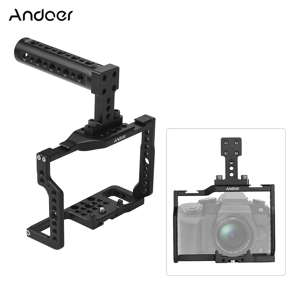 Andoer G85 Aluminum Alloy Camera Cage for Panasonic G85/G80 ILDC Camera to Mount Microphone