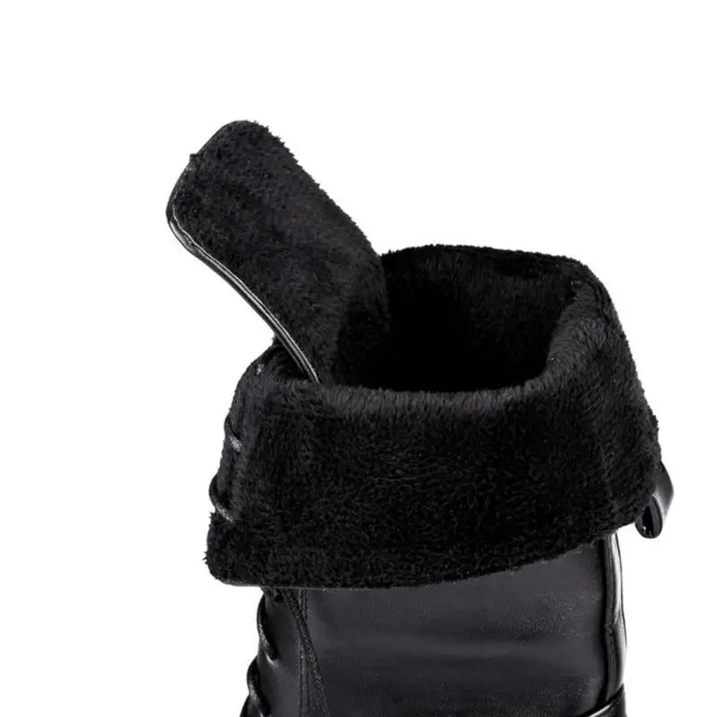 Najtaniej KemeKiss damskie buty na wysokim obcasie zimowe futro ciepłe buty damskie sexy zasznurować buty motocyklowe platformy z okrągłym czubkiem buty rozmiar 34 43