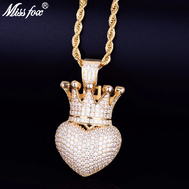 

Missfox New Explosion Small Crown Love Pendant Chain Necklace Golden Copper Metal Simple Style Fascinating Hip Hop Jewels Trendy