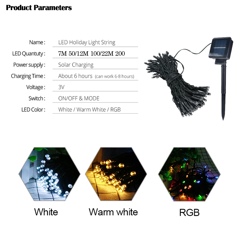 Raindrop Solar Light Lawn Lamp Patio Garden Outdoor Solar LED String Fairy Light Wedding Party Christmas Tree Holiday Decoration (6)